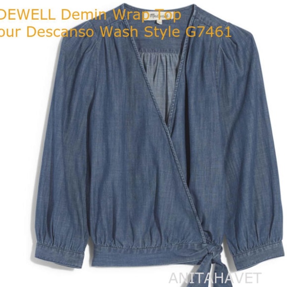 MADEWELL Demin Wrap Top Descanso Wash Style G7461 - Picture 2 of 9
